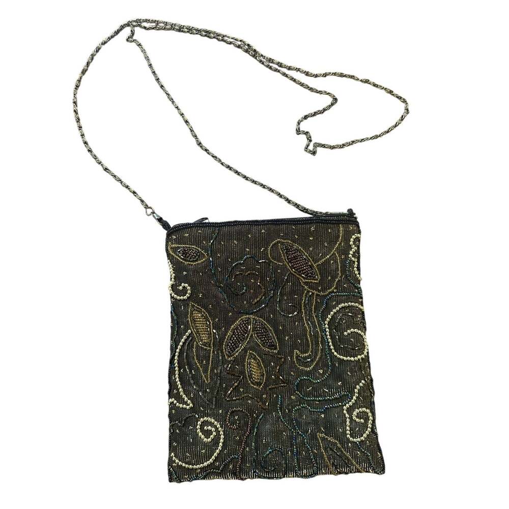 Ermo Vintage Beaded Crossbody Purse Floral Evening Bag Boho Beaded Handbag
